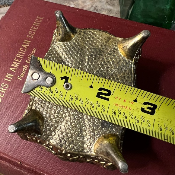 VTG Silver Stone Floral Trinket Box White Enamel Lid Red Velvet Lining Japan - Picture 12 of 14